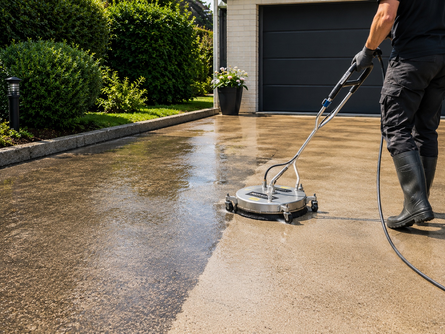 Rengöring av marksten med surface cleaner